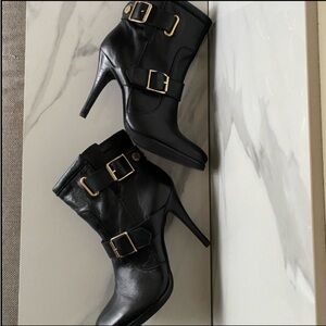 Kurt Geiger London Black Leather 4” Heels Whimsigoth Witchy Ankle Buckled Boots